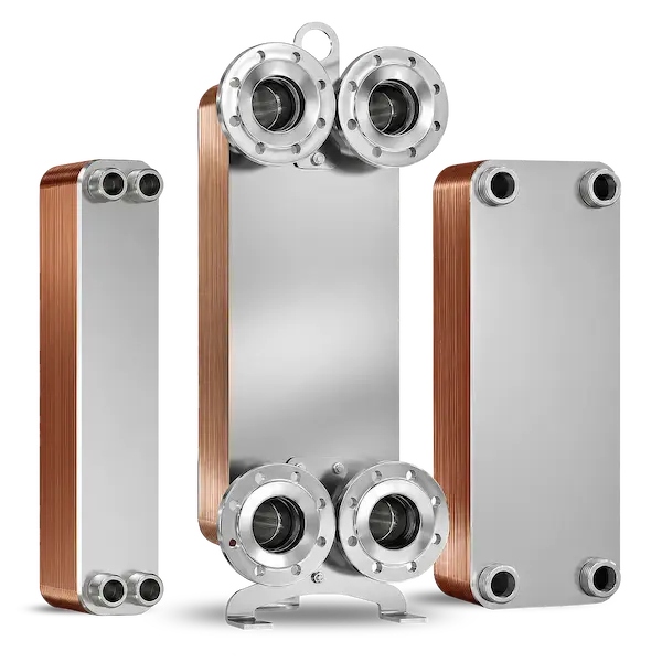 Three AIC L-Line brazed plate heat exchangers, stainless steel plates with copper brazing