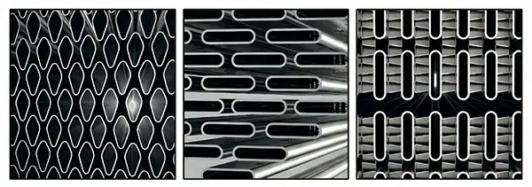 Close-ups of finned tubes used in AIC E-Line economizers