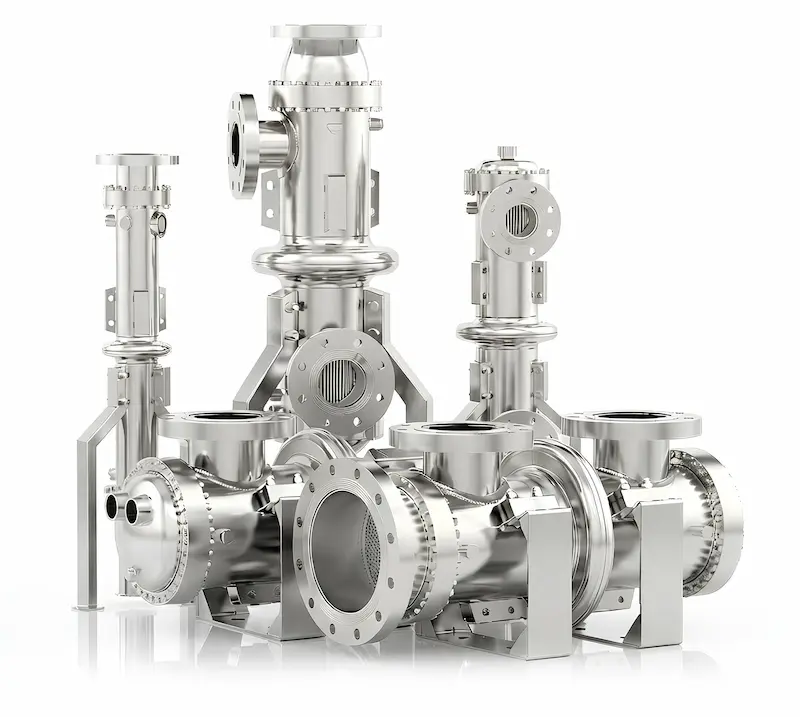 Assembly of AIC LENS modular shell and tube heat exchangers with connecting piping