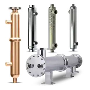 Gamme d'échangeurs AIC à calandre et tubes, dont les modèles Cobrex à double paroi et PS/PW