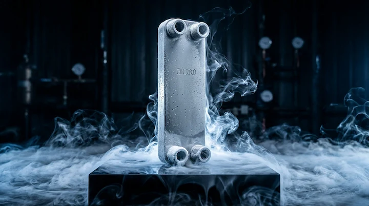 AIC brazed plate heat exchanger surrounded by cold mist for refrigeration