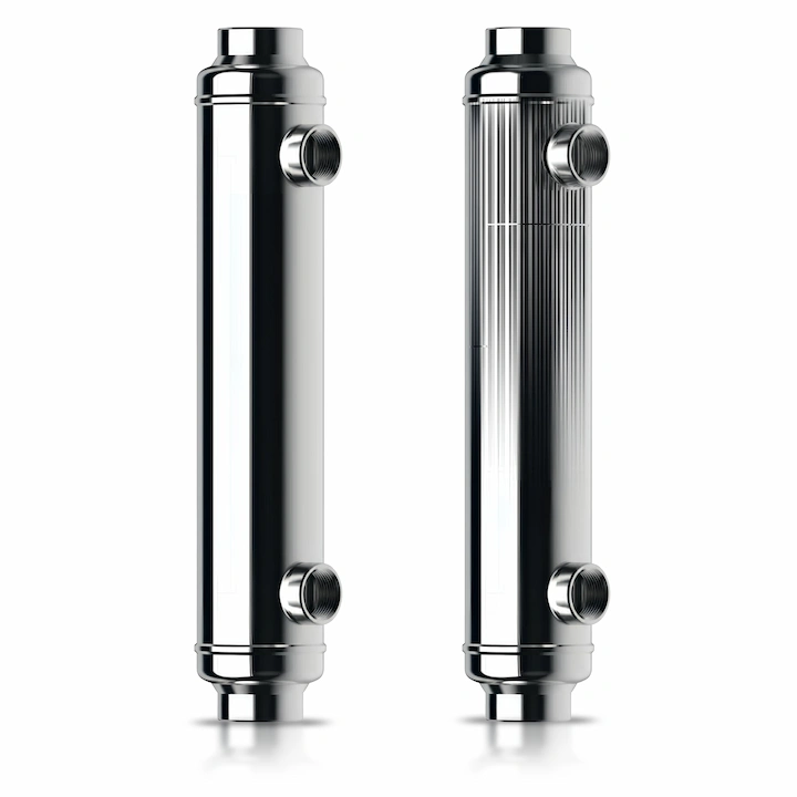 Two AIC B6-Line high density shell and tube heat exchangers for pool heating