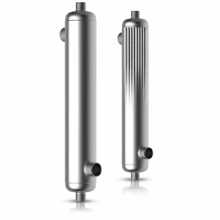 Two AIC M-Line marine grade shell and tube heat exchangers